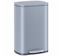 Clevich Poubelle 50 l en acier - Grande poubelle à pédale avec couvercle Soft-Close, pédale et seau intérieur amovible en plastique - Pour cuisine, salle de bain, bureau - Gris