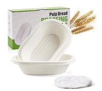 Clheatky Lot de 2 Bannetons Ovales en Cellulose pour Pain au Levain, Paniers de Fermentation pour Pains Artisanaux