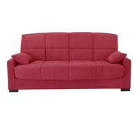 Clic clac 3 places MEGAN 14 - Tissu Soro rouge - Avec accoudoirs - Couchage 130x190 cm - L223 x P96 x H103 cm