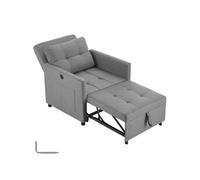 Fauteuil-lit - TECTAKE - Fauteuil-lit 3 en 1 TOYAMA Dossier réglable en 6 positions Capacité de charge 150 kg - Gris