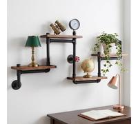 Clickovia Étagère murale industrielle, 4 couches, vintage, étagère suspendue, bibliothèque, étagères en métal et bois, étagère flottante pour salon, chambre à coucher, bar, bureau, 120 x 20 x 68 cm
