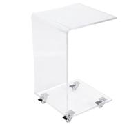 CliffofLove Table d'appoint C avec roulettes de 12 mm d'épaisseur pour salon, chambre à coucher, bureau, table de chevet, table en C en acrylique sur roulettes avec rangement, 5,6 x 3,5 x 3,3 cm