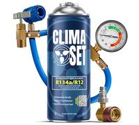 Clima Set Gaz de Rechange R134a pour Climatisation Automobile avec Tuyau, Manomètre et Adaptateur HP/LP pour Climatisation - pour Voitures 1995-2016 - Kit Climatisation Automobile