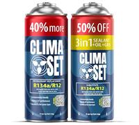 Clima Set Kit de 1x R134a Remplacement Gaz et 1 x 3en1 Réfrigérant Climatisation/Joint/Huile - pour Climatisation Auto - Réfrigérant pour Climatisation Auto - 2 x235 g