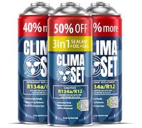 Clima Set Kit de 1x R134a Remplacement Gaz et 2x 3en1 Réfrigérant Climatisation/Joint/Huile - pour Climatisation Auto - Réfrigérant pour Climatisation Auto - 3 x235 g