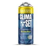 Clima Set R134 Réfrigérant de Climatisation 3 en 1 avec Produit d'Etanchéité et Huile - pour Climatisation Auto - Réfrigérant pour Climatiseur Auto - 1 Canettes de 170 g ECO