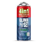 CLIMASET - 4 En 1 Gaz de Recharge pour Climatisation R134a, Huile, Produit D'étanchéité Avec Colorant UV - Kit de Recharge de Gaz pour Climatisation et de Détection de Fuites