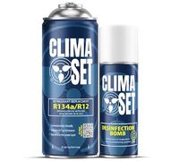 CLIMASET - Gaz de Recharge pour Climatisation R134a et Nettoyant pour Climatisation - Kit de Recharge de Gaz pour Climatisation Automobile