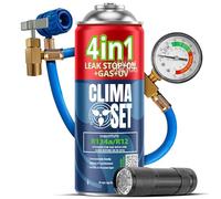 CLIMASET - KIT complet AC R134a 4 en 1, remplacement du gaz, pour voitures de 1994 à 2016 - Solution de climatisation - Kit complet - Scellant, colorant UV, réfrigérant - avec câble et lampe UV