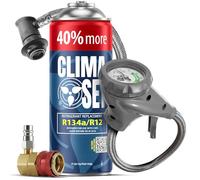 CLIMASET - Kit Recharge Clim Voiture Gaz et Huile R134a + Tuyau + Adaptateur HP/LP - pour Véhicules 1994-2016, Tuyau Moderne Facile à Utiliser, Manomètre