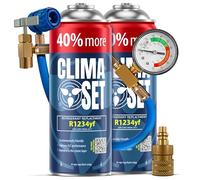 ClimaSet Recharge clim R1234yf - gaz clim r1234yf - 2x235 g avec Tuyau, Manomètre et Adaptateur HP/LP - Climatisation - Climatiseur voiture - Recharge climatisation voiture - ECO