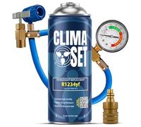 ClimaSet - Recharge de climatisation R 1234yf, Tuyau et Adaptateur - Kit de Recharge de Gaz pour Climatisation pour Automobile - 170 g