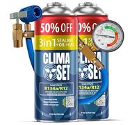 ClimaSet Remplacement du gaz refrigerant 3en1 R134a 2x235 g pour Climatisation manometre clim, Climatiseur - flexible climatisation - Recharge climatisation voiture - Gaz R134a - ECO