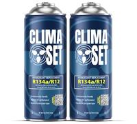 ClimaSet Remplacement du gaz refrigerant R134a 2x170 g pour Climatisation, Climatiseur - Remplace R134a R12, Recharge climatisation voiture - Gaz R134a - cartouche gaz - ECO