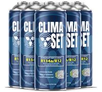 ClimaSet Remplacement du gaz refrigerant R134a 5x170 g pour Climatisation, Climatiseur - Remplace R134a R12, Recharge climatisation voiture - Gaz R134a - cartouche gaz - ECO