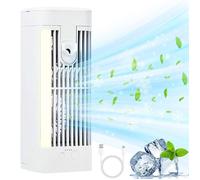 Climatiseur 4 en 1 - AUCUNELY - Mini ventilateur portable - 3 vitesses - Blanc