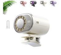 Climatiseur à clipser pour voiture, ventilateur portable avec affichage LED et semi refroidissement à 16 ℃ rotation à 360° 199 vitesses réglables rechargeable par USB pour voiture SUV camion (Blanc)