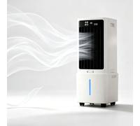 Climatiseur d'Appoint 3-en-1 12L, Rafraîchisseur d'Air Mobile | Télécommande, Minuterie 12 Heures, Oscillation 120°, 3 Vitesses, Écran Digital, 2 Blocs de Glace, Roulettes de Transport