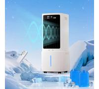 Climatiseur Évaporatif Mobile 12L, Rafraîchisseur d'Air Silencieux avec Télécommande, 3 Vitesses, 2 Boîtes à Glace pour Chambre Bureau