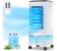 Climatiseur évaporatif mobile 6L 60W silencieux 40dB, 3 vitesses, 4 blocs réfrigérants, ventilateur à eau