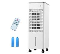 Climatiseur Évaporatif Mobile, Rafraîchisseur d'Air Silencieux 4 en 1, humidifier, Ionisé et Ventilateur, 3 Vitesses, 3 Modes, Réservoir 6L/12L, Minuterie 7.5 h, Télécommande(6L white)