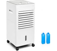 Climatiseur évaporation Portable, 5 Litres, 3 vitesses, Double Réservoir Amovible, Blocs réfrigérants, Filtre Lavable, Roues pivotantes 360°, Flux d’air Orientable, Silencieux ≤65 dB, 65 Watts