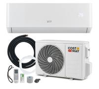 Climatiseur Fixe Mono-Split 12000BTU 3,4 kW R32 COSTWAY-16-31°C-Pompe à Chaleur-22㎡-Kit 4M de Liaison Complet-Minuterie 24H