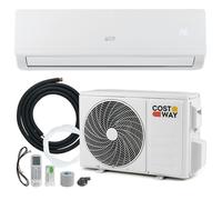 Climatiseur Fixe Mono-Split 9000BTU 2,6 kW R32 COSTWAY-Chauffage 16-31°C-Pompe à Chaleur-Kit 4M Liaison Complet-Minuterie 24H