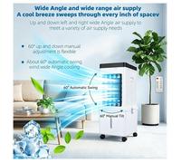 Climatiseur Mobile 15L - Rafraîchisseur d’Air Ventilateur - Minuterie 7,5H - 3 Vitesses -Oscillation 120°- Télécommande -Silencieux