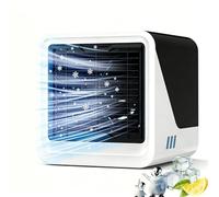 Climatiseur Mobile 3 en 1, USB Rafraîchisseur d’Air sans Évacuation, 500ML, 3 Vitesses, Lumière LED 7 Couleurs, Ventilateur Silencieux par Eau pour Chambre et Bureau