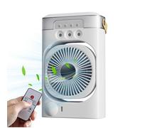Climatiseur Mobile 4 en 1 avec Télécommande, 3 Vitesses de Vent, 7 Couleurs de Lumière, Rechargeable par USB, pour Chambre Bureau