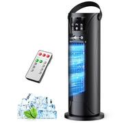 Climatiseur Mobile 4 en 1 Silencieux 28dB, Rafraîchisseur d’Air Mode Tempête, Oscillation 120°, 4 Vitesses Vent Naturel 3D Sommeil, 2 Brumisations, Minuterie 8H pour Chambre Bureau（Noir pur）