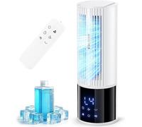 Climatiseur mobile 6 en 1, refroidisseur d'air avec 3 vitesses, mode turbo, mode nuit, fonction brumisation et minuterie (1-8 heures), oscillation à 45°/90°, idéal pour la maison et le bureau (blanc)
