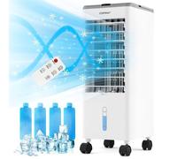 Climatiseur Mobile 60W Double Réservoir 2,8L COSTWAY-Rafraichisseur d'Air-Télécommande,Ecran LED-Minuterie 12H-3 Vitesses-Gris