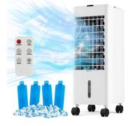 Climatiseur Mobile 60W Double Réservoir 2,8L COSTWAY-Rafraichisseur d'Air-Télécommande,Ecran LED-Minuterie 12H-3 Vitesses-Blanc