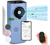 Klarstein Kraftwerk Smart 12K Climatiseur Mobile - 12,000 BTU, 35-59 m², WiFi & App Control, Silencieux 50 dB, Déshumidificateur, Ventilation 3 Niveaux, Minuterie 24h, R290, Tuyau Inclus, Bleu moyen