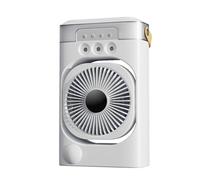 Climatiseur Mobile avec Télécommande, Ventilateur avec Refroidissement à l'Eau 600ML, Mini Climatiseur 4-en-1 pour Chambre, 3 Vitesses de Vent, 7 Couleurs de Lumière, 3 Fonctions de Pulvérisation (USB