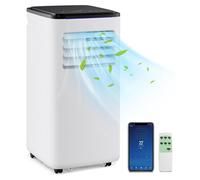 Climatiseur mobile COSTWAY 9000 BTU, climatiseur 4 en 1 comprenant refroidissement, ventilateur, chauffage & déshumidificateur avec tuyau d'évacuation, mode sommeil, télécommande