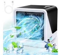 Climatiseur mobile de type C silencieux - Réservoir d'eau de 500 ml - 3 vitesses - 7 couleurs - Veilleuse - Mini climatiseur sans tuyau d'évacuation - Convient pour chambre à coucher, bureau
