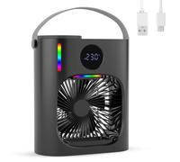 Climatiseur Mobile, GuKKK Climatiseur Portable Silencieux 900ML, 4 en 1 Refroidisseur d'Air, USB Mini Air Climatiseur Ventilateur, 3 Vitesses, 2 Modes de Brumisation, pour Chambre (Noir)