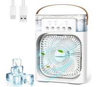 Climatiseur Mobile Portable, Refroidisseur d'air 4 en 1, Mini Climatiseur Portable 600ML, 3 Modes de Brume, 7 Veilleuse, 2-8H Timer