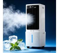Climatiseur Mobile Sans Évacuation 12L, Rafraîchisseur d'Air 3-en-1 | Télécommande, Minuterie 12H, Oscillation 120°, 3 Vitesses, Écran Numérique, 2 Pains de Glace, Facile à Déplacer