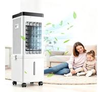 Climatiseur mobile sans évacuation, 3-en-1 Rafraîchisseur d'air avec réservoir d'eau 15L & 4 accumulateurs de froid, ventilateur silencieux , climatiseur économique pour maison, chambre & animaux