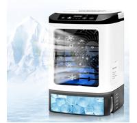 Climatiseur Mobile Silencieux 4 Vitesses 900ml sans Évacuation, Bac à Glace 7 LED pour Maison/Bureau/Voyage Dupcheliry