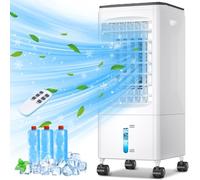 Climatiseur Mobile Silencieux 5.5L, 4 en 1 Refroidisseur d'air Portable avec Humidificateur, Ventilateur, Sans évacuation, 3 Vitesses, 7H Minuteries, 60°Oscillation pour Chambre, Cuisine, Bureau
