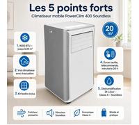 Climatiseur mobile - STRAßE TECH - PowerClim 400 Soundless - 9000 BTU/h - 20 m² - écran tactile & télécommande