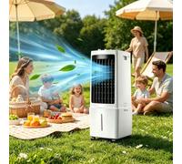 Climatiseur Portable 12 L, Ventilateur Refroidisseur d'air par évaporation 3 en 1 avec télécommande Affichage LED, 3 Vitesses, 4 Modes, réservoir, 2 Blocs de Glace, minuterie 7,5 Heures pour la