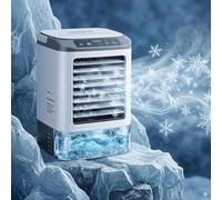 Climatiseur Portable 2026 - Mini Rafraîchisseur d’Air & Humidificateur 4 Vitesses avec Bac à Glaçons, Réservoir 900 ml, 2 Modes Brume, LED - Ventilateur Mobile pour Bureau, Camping et Maison