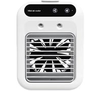 Climatiseur portable 3 en 1, mini refroidisseur air humidificateur 2 vitesses rechargeable silencieux, blanc pour bureau voiture