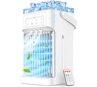 Climatiseur portable, 3 vitesses, 3 réglages de brume, réservoir d'eau XL de 1 134 g, minuterie de 2 à 8 heures et lumières d'ambiance 7 couleurs, climatiseur portable, petit climatiseur personnel